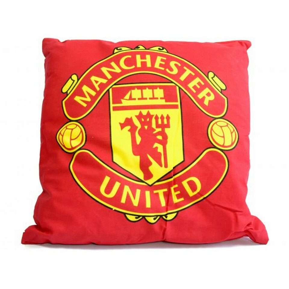 Manchester United FC Crest Filled Cushion - Red/Yellow - One Size