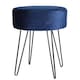 image 1 of Harbour Housewares Round Velvet Footstool - Blue/Black | Blue | Blue/Black