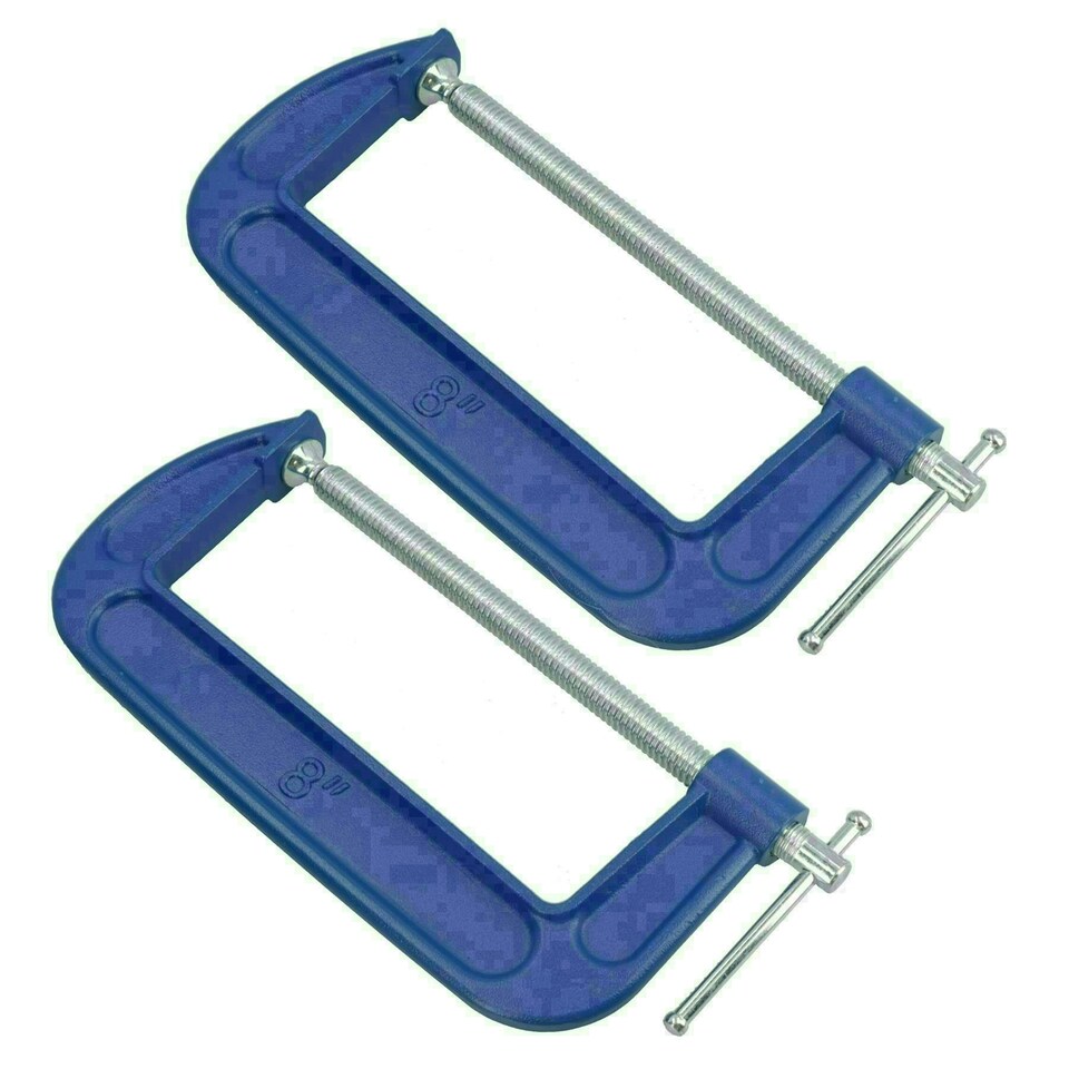 image 1 of 8" Heavy Duty G Clamp C-Clamp Grip Holder vice Clasp Woodworking 2 Pack