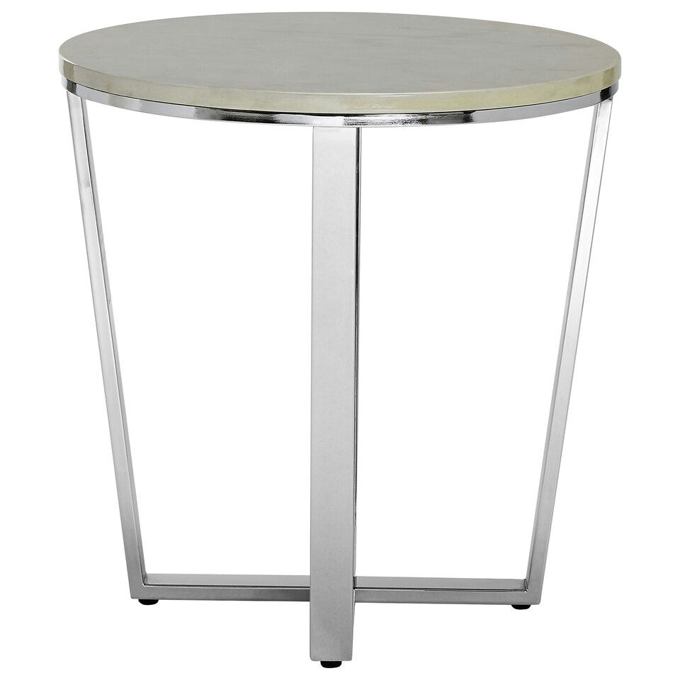 image 1 of Allure Round White Faux Marble End Table White