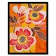 image 1 of Abstract Pink Wildflowers Bright Living Room Black Framed Wall Art Print A4
