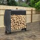 image 2 of 120cm Outdoor Metal Log Holder Storage Rack with Cover