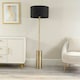 image 1 of ValueLights Lexy Black Fabric Drum Shade with Antique Brass Dimmable Floor Lamp with LED Bulb Black