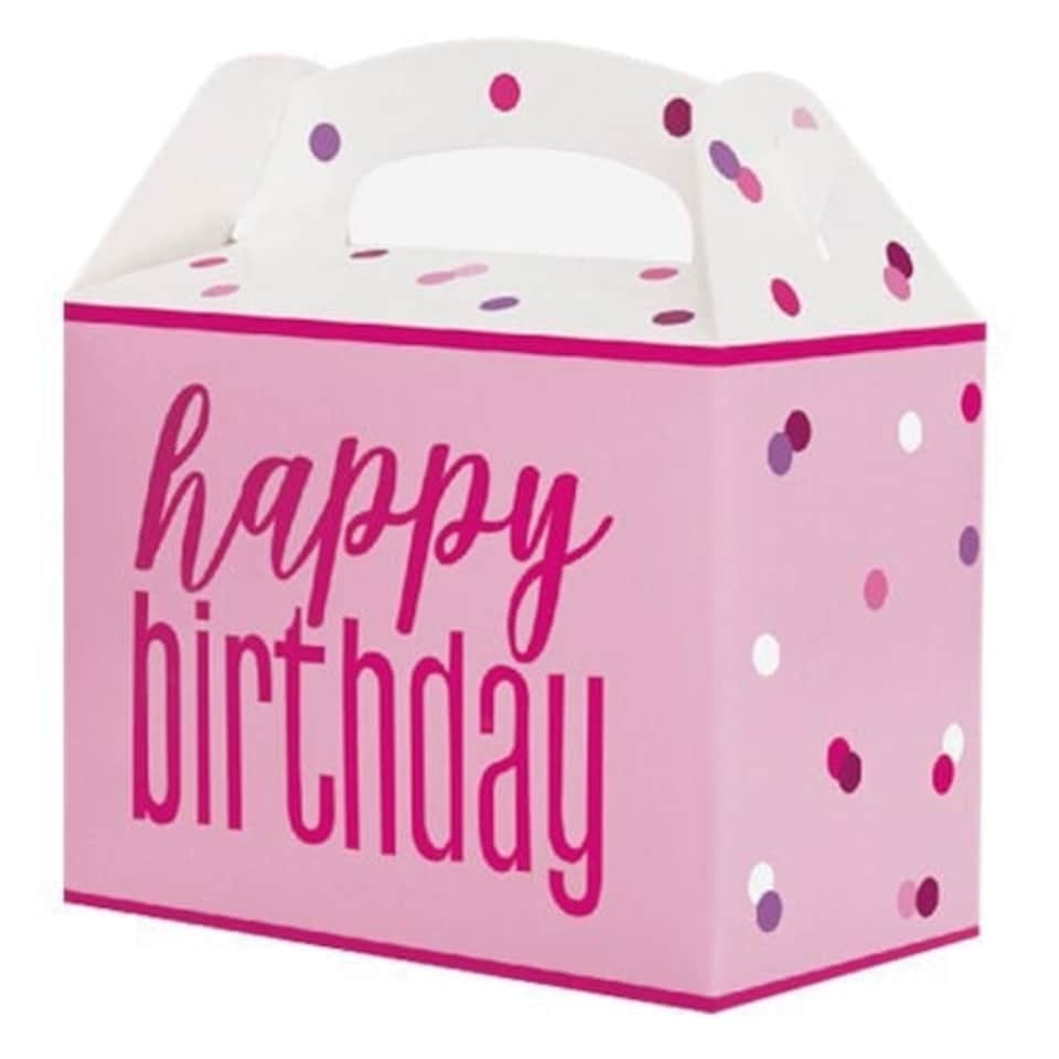 Pink Glitz Happy Birthday Paper Party Box - Pack of 6