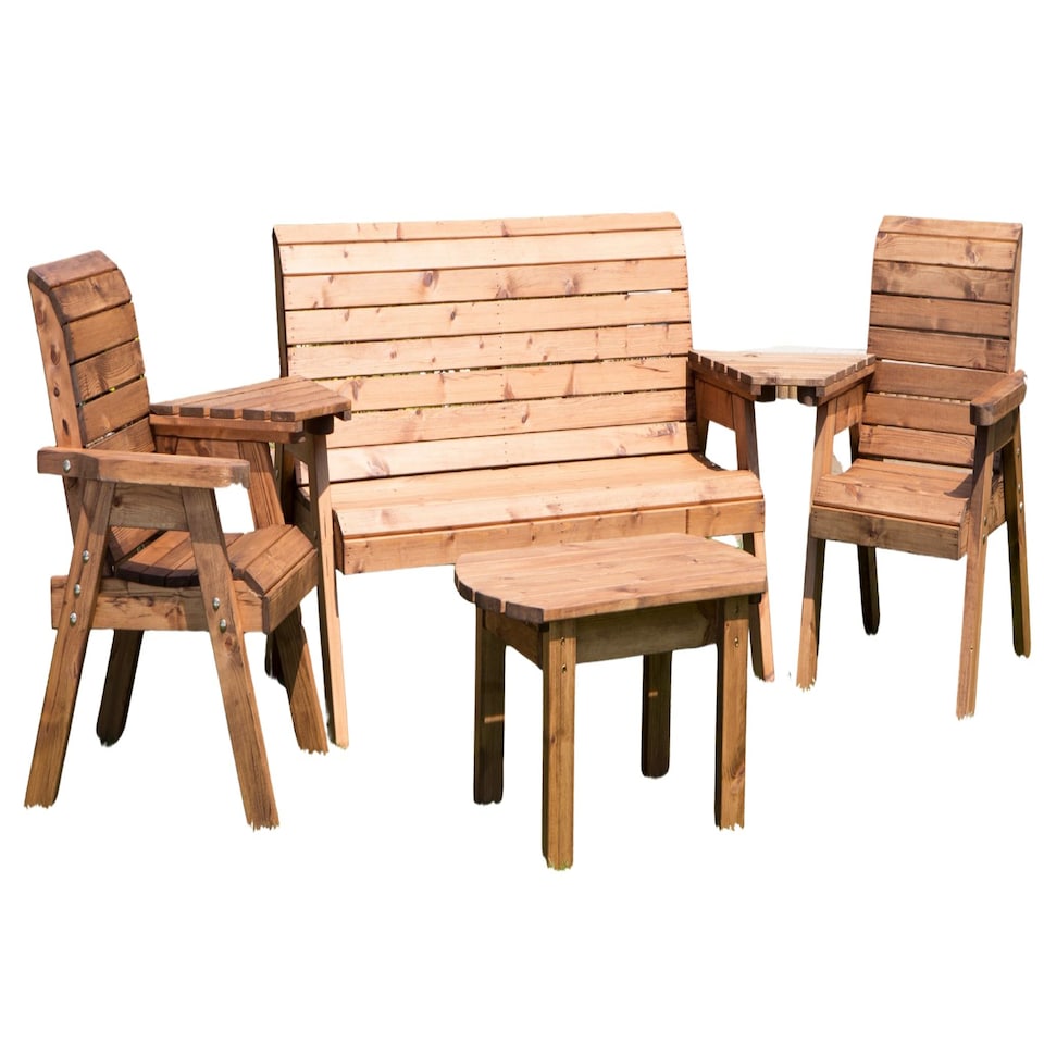 image 1 of Hand Made 5 Seater Chunky Rustic Wooden Garden Furniture Multi Set