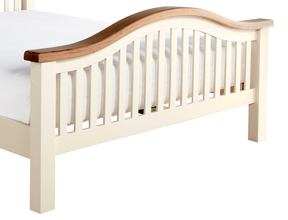 image 1 of 5ft King Size Real oak and Cream,Chunky, Curved, Solid,strong,wood bed frame.High foot end wooden bedstead | Cream | Real Oak & Cream | King