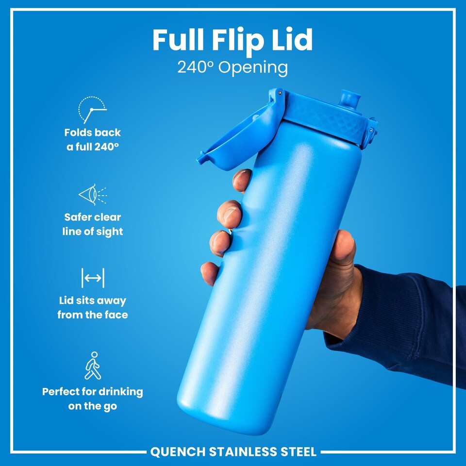 image 1 of Leak Proof 1 Litre Water Bottle, Stainless Steel, 1200ml (40oz) | Blue | Blue | One Size