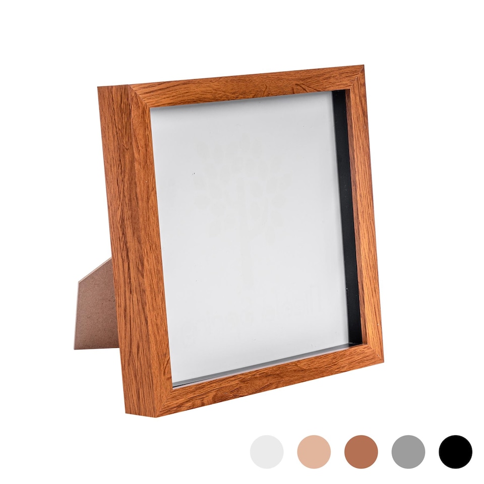 image 1 of Nicola Spring 8 x 8" Photo Frame - Dark Wood - 3D Photo Frame Picture Frame Box Portrait Display Case (22.5 x 22.5cm)