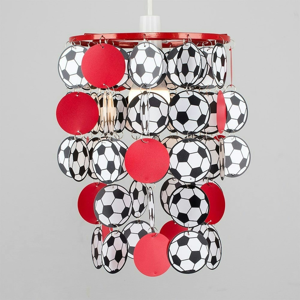 image 1 of ValueLights Football Red Ceiling Pendant Shade and E27 GLS LED 6W Warm White 3000K Bulb