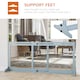 image 3 of PawHut Adjustable Wooden Pet Gate Freestanding Dog Barrier for Doorway, Grey