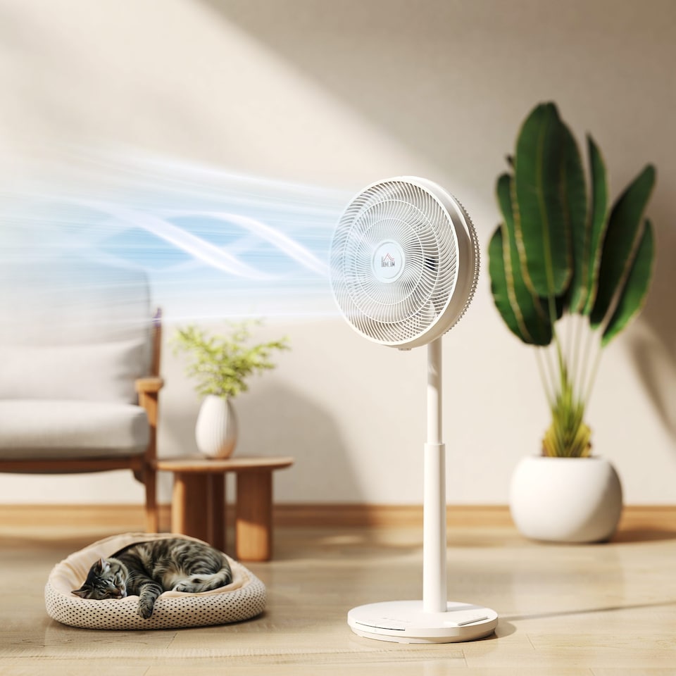 image 1 of HOMCOM Quiet Pedestal Fan with Oscillating, Tilt | White