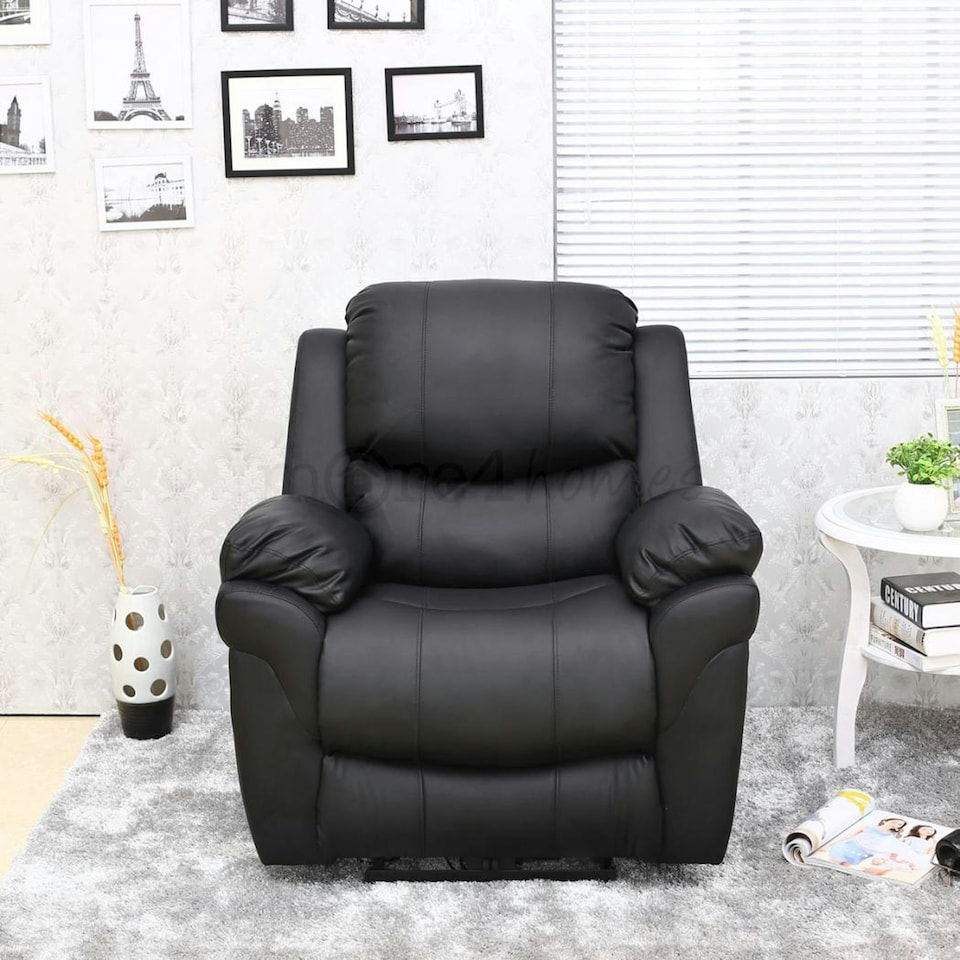 image 1 of Madison Electric Bonded Leather Automatic Recliner Home Lounge Chair (Black)
