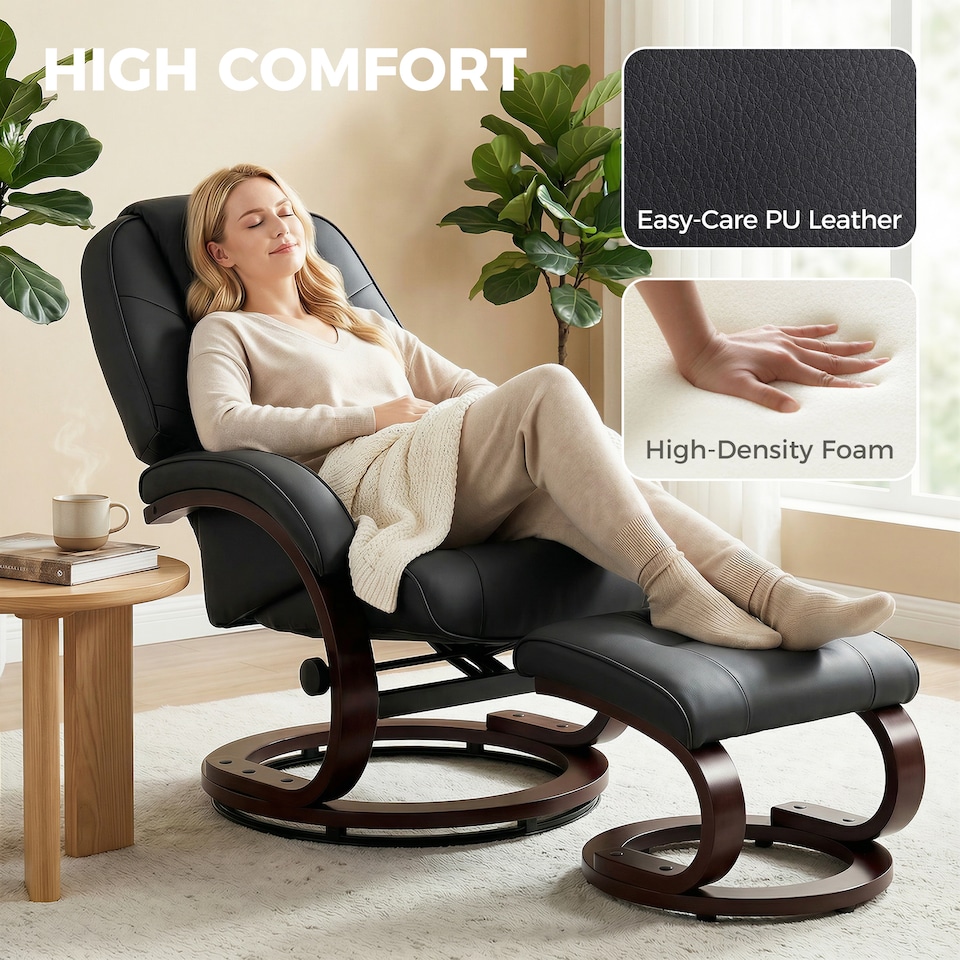 image 1 of HOMCOM Recliner Chair with Footstool, Swivel Recliner Armchair
