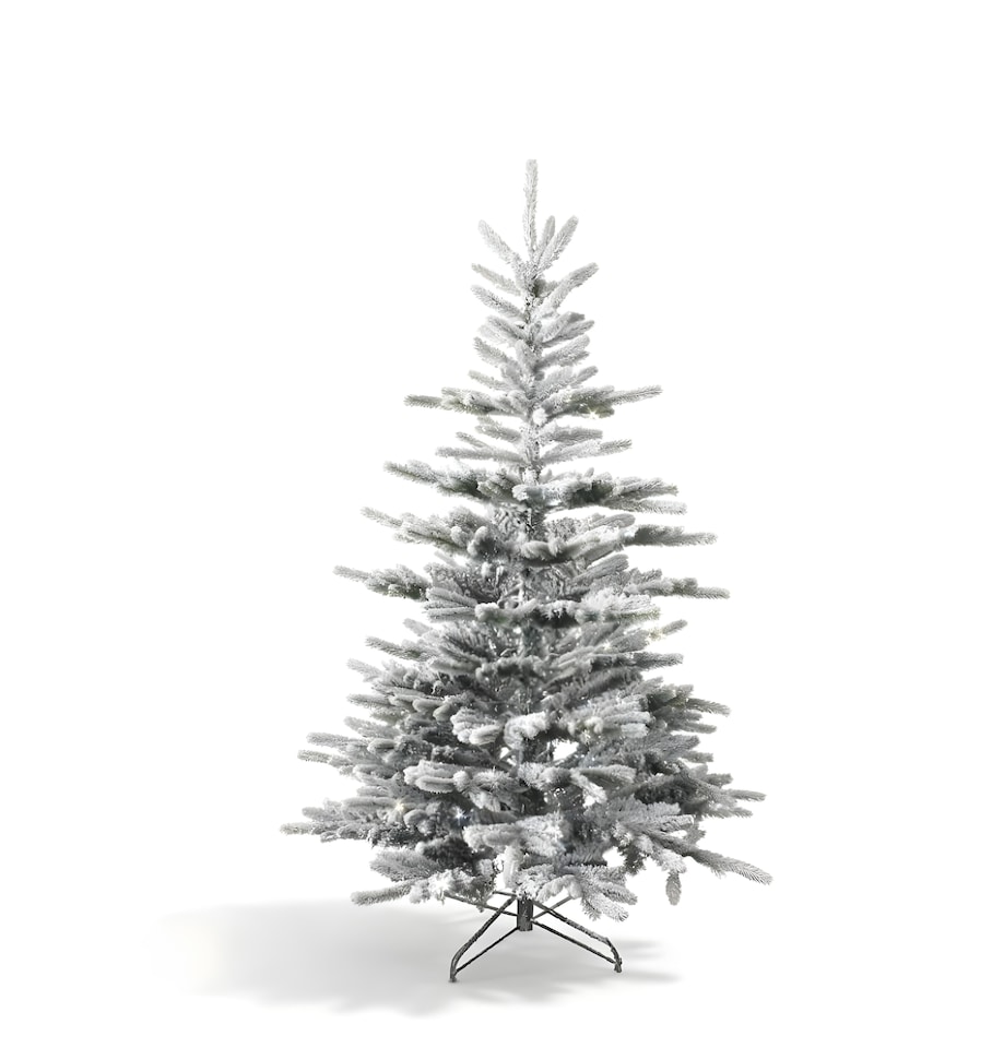 image 1 of 7FT Californian Pine Snow Covered Green Tips Bushy Artificial Plain Christmas Tree | White | White | 7ft