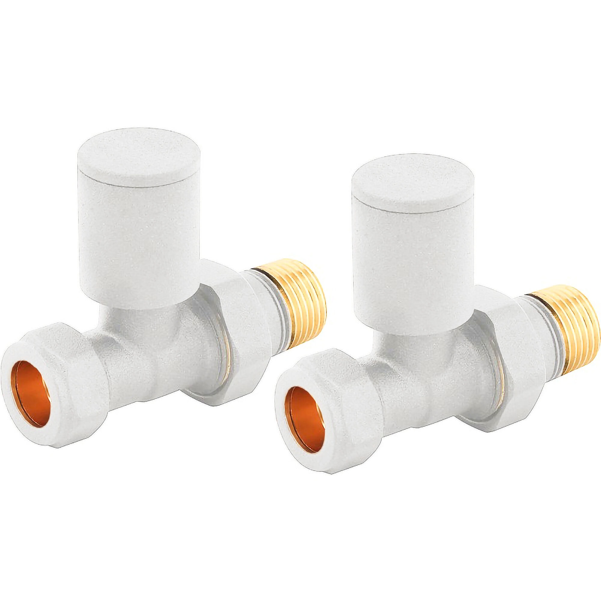Balterley Modern Straight Radiator Valves in White
