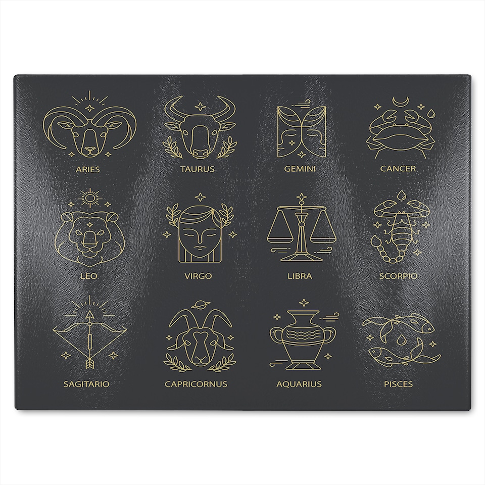 image 1 of Zodiac Sign  Dining Glass Chopping Board | Multi