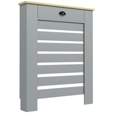 HOMCOM Radiator Cover with Drawer, Horizontal Slat, 78cm, Grey
