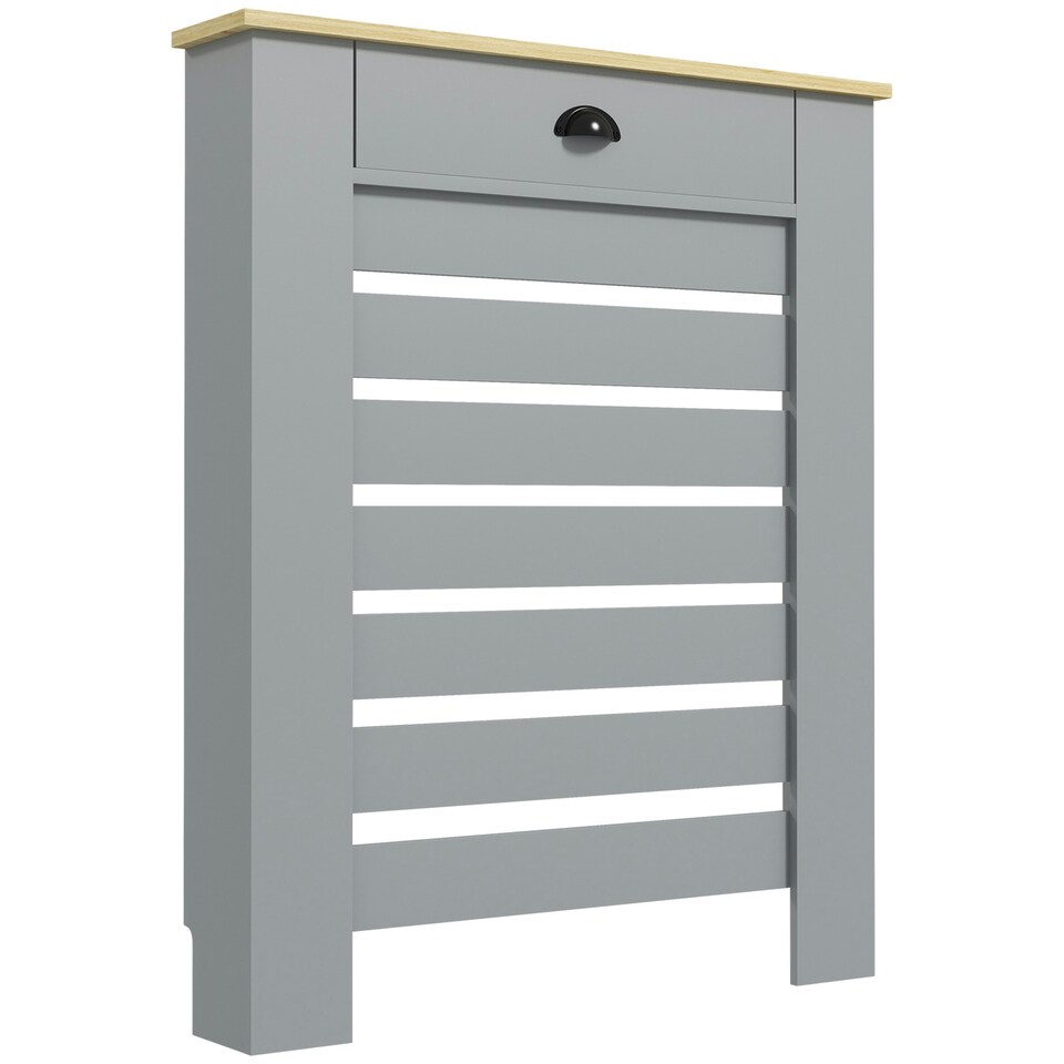 image 1 of HOMCOM Radiator Cover with Drawer, Horizontal Slat, 78cm, Grey