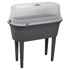 Elevated Greenhouse Raised Garden Bed with Lid - Plastic Planter Box Kit | Black | 1