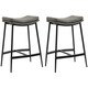image 1 of HOMCOM Breakfast Bar Stools Set of 2 Upholstered Barstools w/ Curved Seat Grey