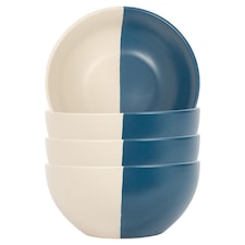 Nicola Spring Dipped Stoneware Cereal Bowls - 16.5cm - Navy - Pack of 4 | Blue | Navy