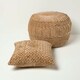 image 6 of Homescapes Sofia Pleated Velvet Taupe Pouffe