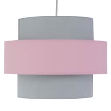 Pink and Grey Two Tier Light Shade | Grey | Grey cotton with pink cotton detail | 1