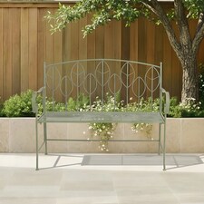 Charles Bentley Rustic Metal Garden Bench - Leaf Design | Green | Green