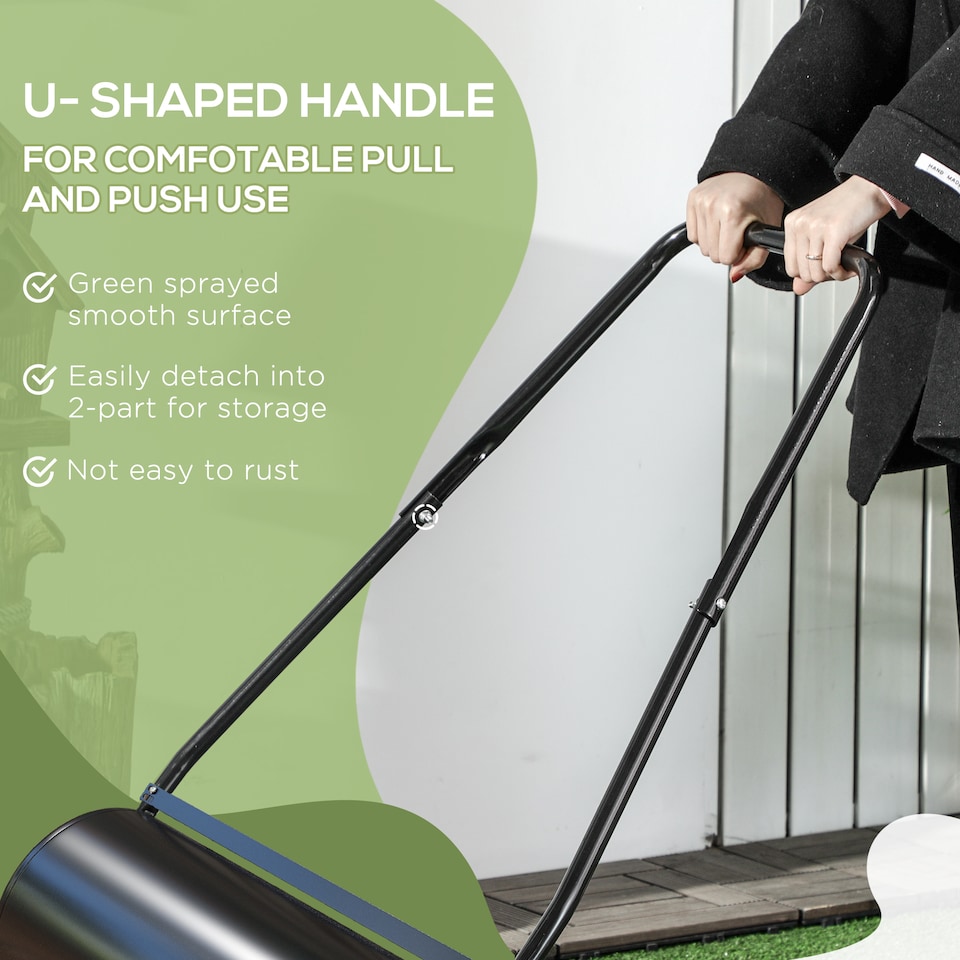 image 1 of DURHAND Heavy Duty Garden Lawn Roller Push Tow Water Sand Filled 46L Equipment