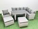 image 1 of Fimous Outdoor Garden Furniture Sets 9 Seater Wicker Rattan Corner Sofa Sets with Rectangular Dining Table Lounge Sofa 2 Big Footstools Armchair Light Grey