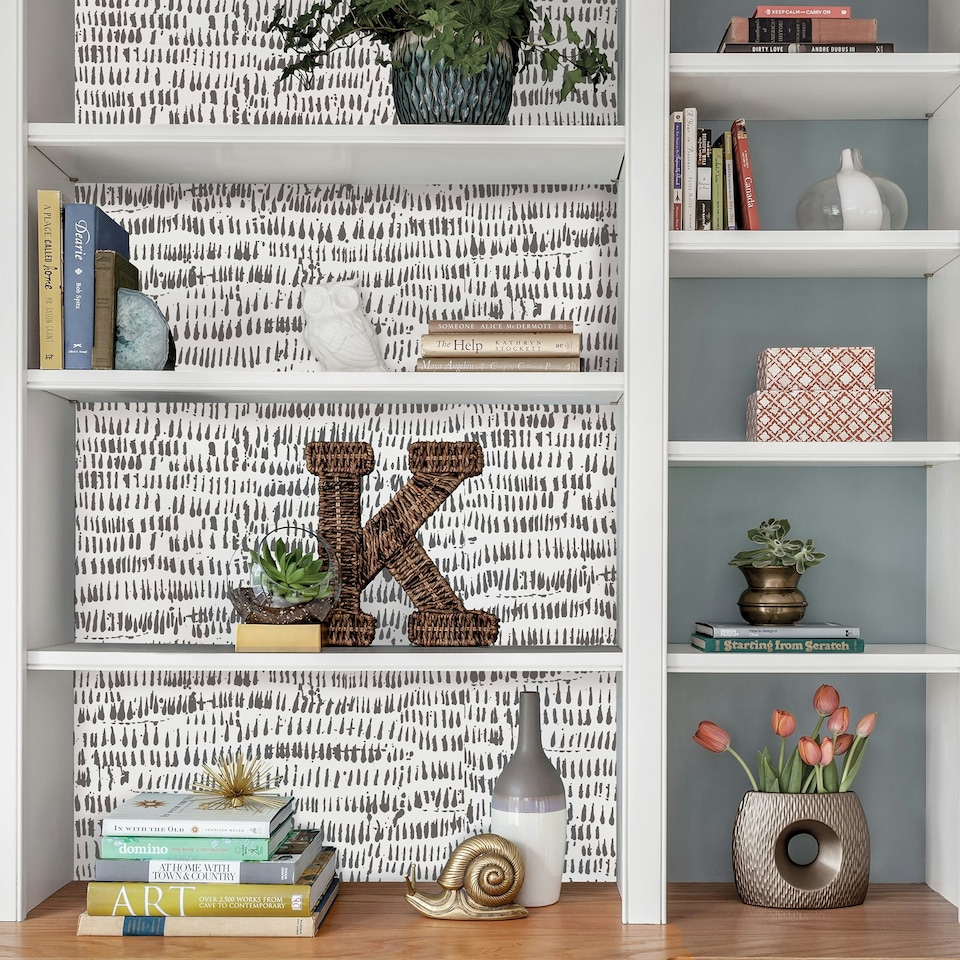image 1 of NuWallpaper NU2678 Kylver Peel & Stick Wallpaper, White & Black Multi