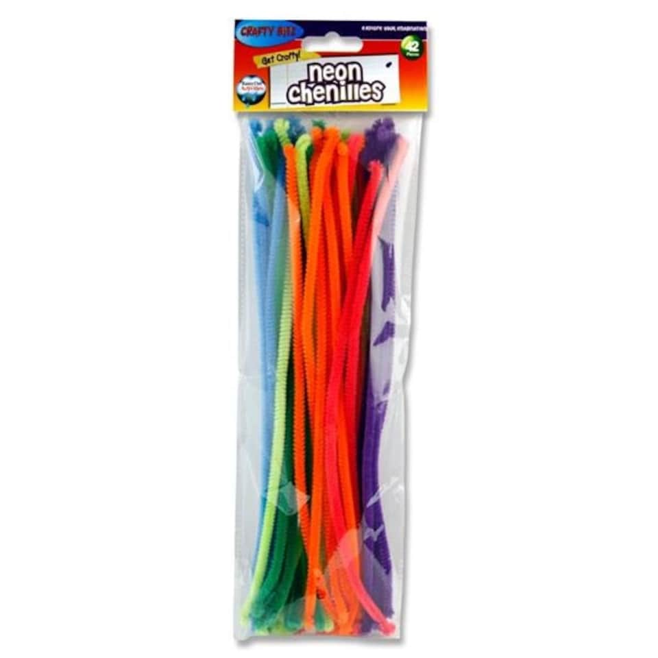 image 1 of Pack of 42 Neon Coloured Chenille Pipe Cleaners by Crafty Bitz
