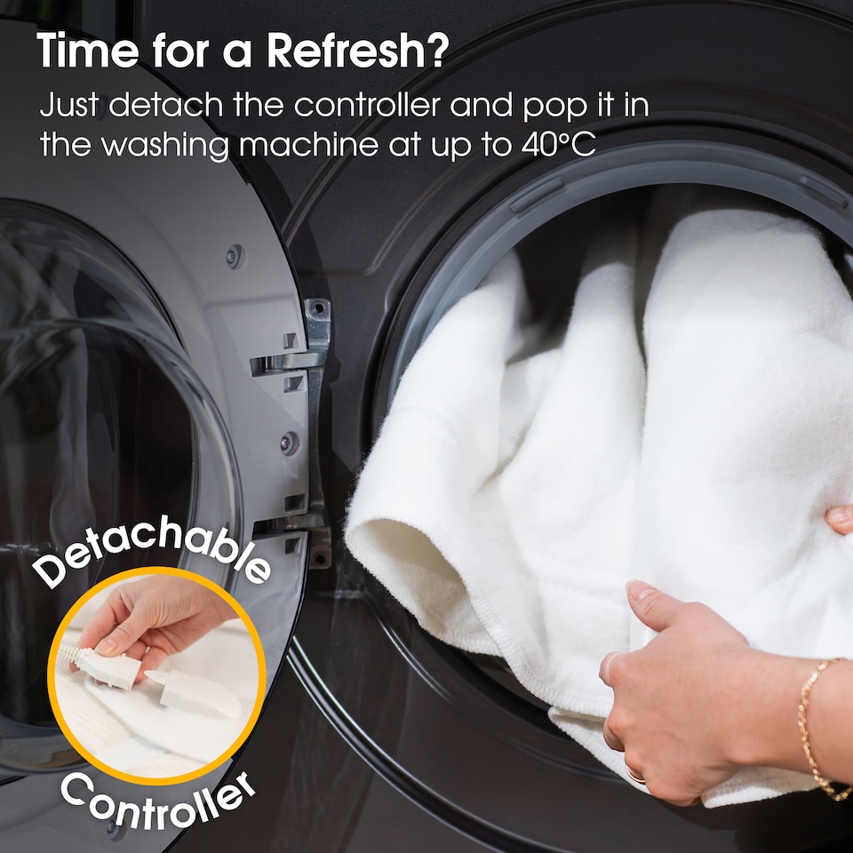 image 1 of Abode AESB1001 Single Electric Blanket 60W Heated Underblanket White 3 Heats