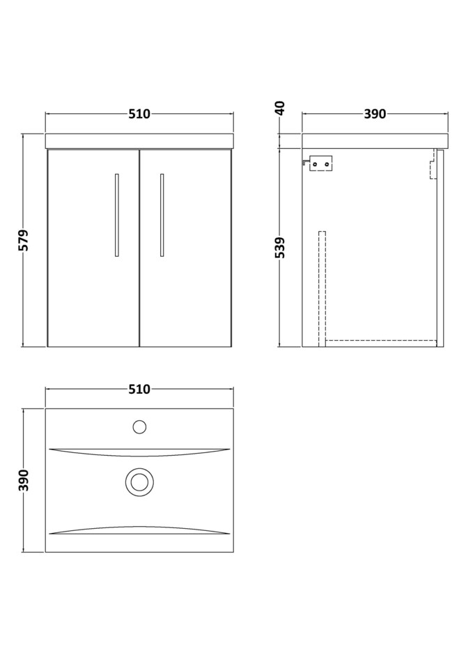 image 1 of Balterley Contemporary Bathroom Wall Hung 2 Soft-Close Door Vanity Unit & Mid-Edge Ceramic Basin | Brown | Bleached Oak
