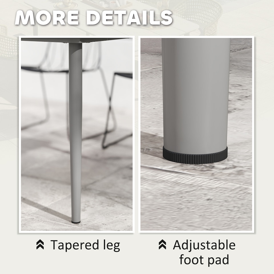 image 1 of Outsunny Garden Table, Outdoor Dining Table for 6 People, 160 x 90 x 74 cm, with Rust Resistant Metal Frame, WPC Top, for Balcony, Terrace, Light Grey | Grey