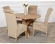 image 3 of Oregon Round Oak Dining Table and 4 Montana Fabric Chairs | Brown | Beige | 1