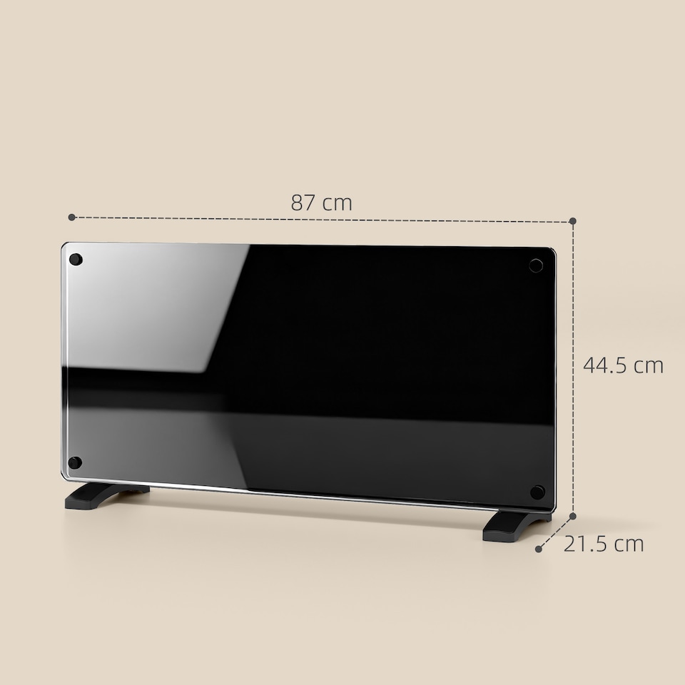 image 1 of HOMCOM Electric Heater Wifi Smart App, 2000W Glass Panel Heater Radiator, Freestanding or Wall Mounted Convector Space Heater with LED Display, 24Hr 7 Day Timer, Adjustable Thermostat, Remote Control