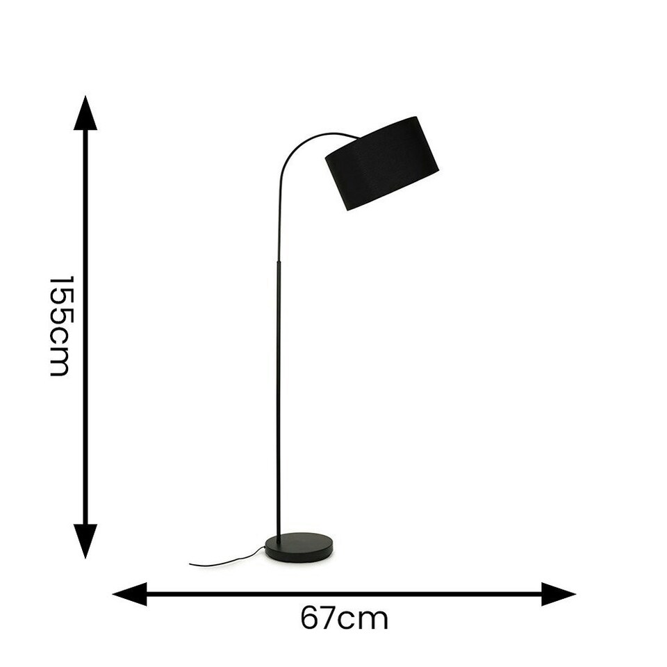 image 1 of ValueLights Black Floor Lamp Drum Black Shade