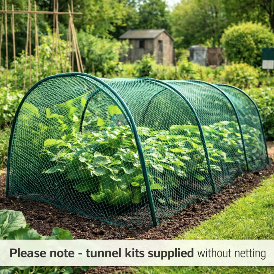 image 1 of GardenSkill Garden Vegs Grow Tunnel Polytunnel & Hoop House Grow Frame Kit 2m L x 1m W x 1m H