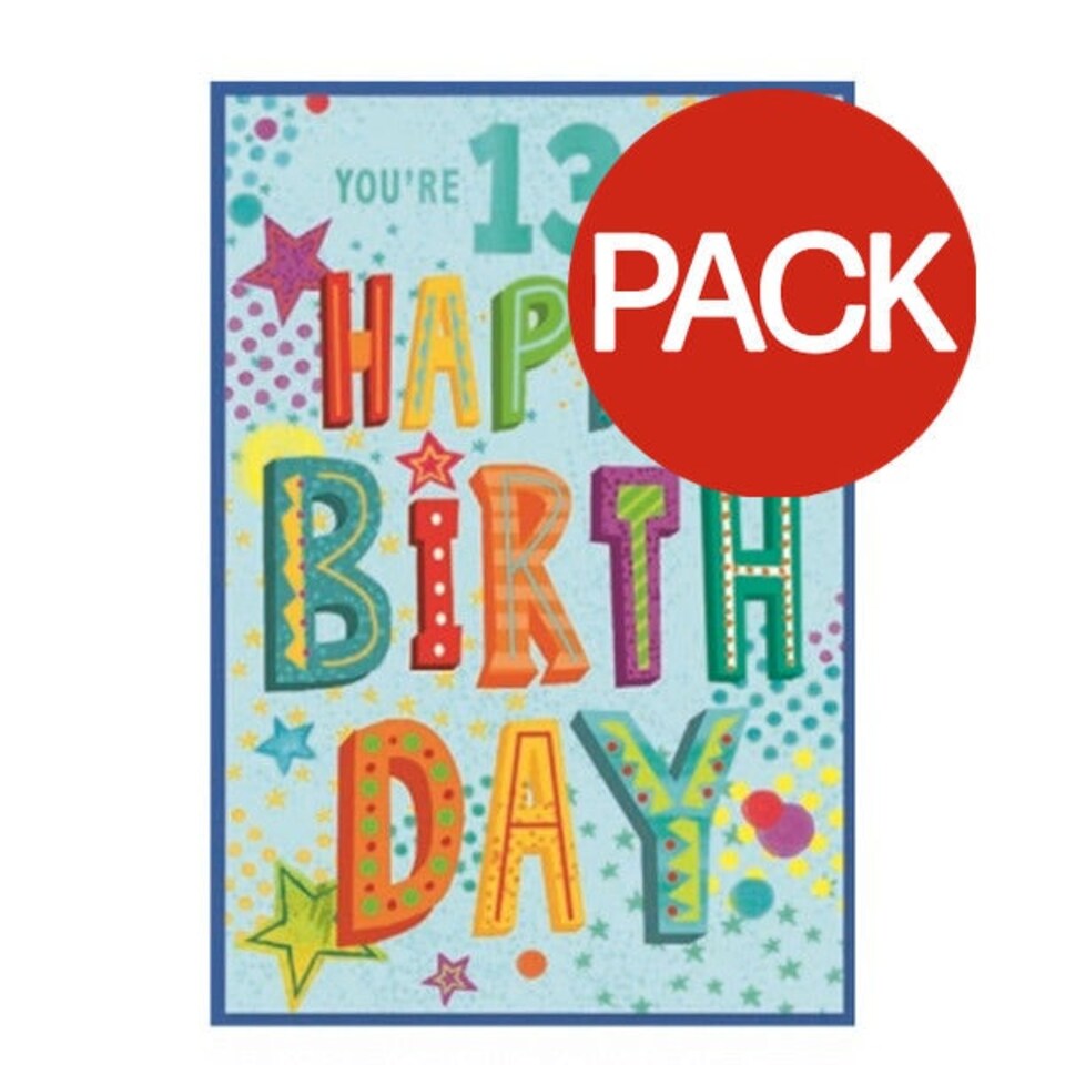 image 1 of Simon Elvin You´re 13 Today Dotted Birthday Card (Pack of 6) - Multicoloured - One Size White | One Size
