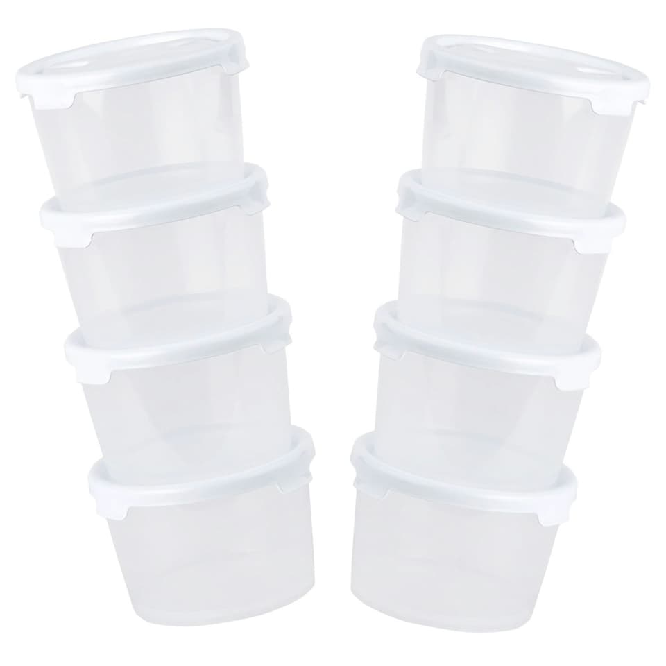 image 1 of 12 x Strong Reusable Plastic Microwave Safe 300ml Round Stackable Food Storage Containers