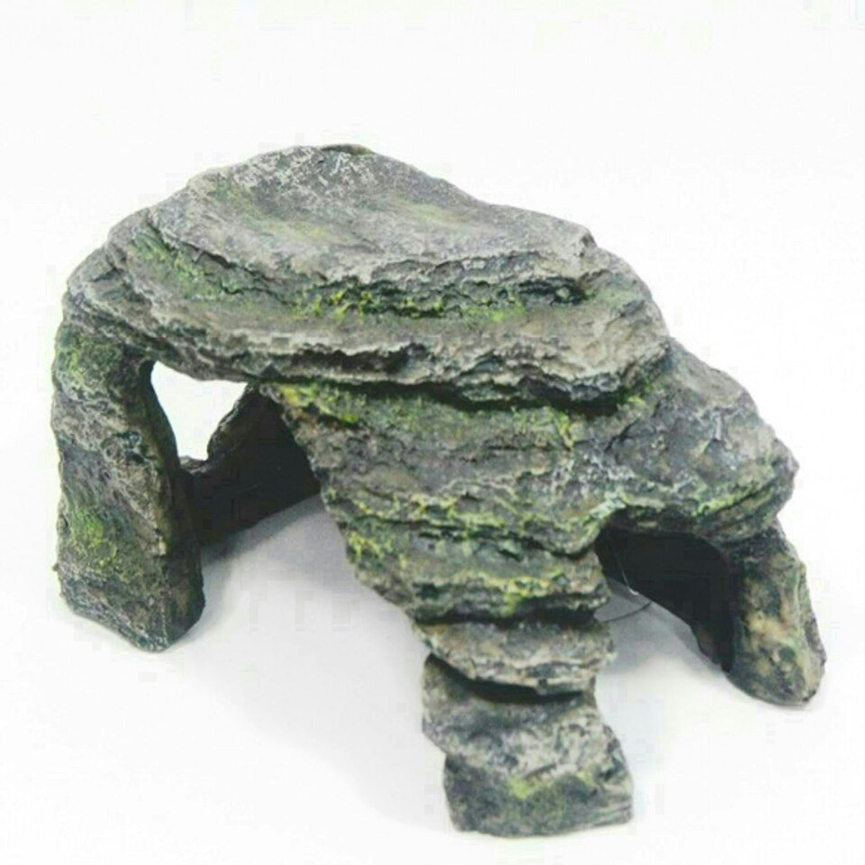 Aquarium Ornament Grey Staggered Stone Cave Ideal For Breeding