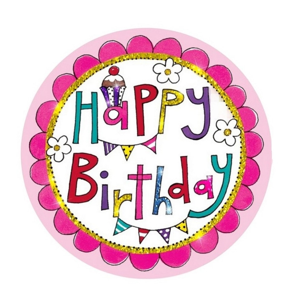 Rachel Ellen Happy Birthday Party Badge - Pink/Multicoloured - One Size