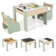 image 1 of COSTWAY Wooden Kids Table and Chair Set with Storage Green
