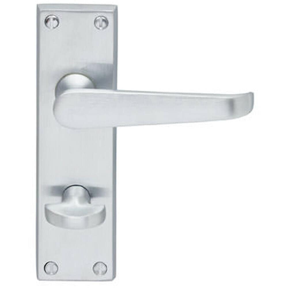 Loops Victorian Flat Lever on Bathroom Backplate Handle 150 x 42mm Satin Chrome