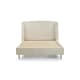 image 3 of Elegant Ivory Boucle Bed with Black Legs - Double 4ft 6" (135cm)