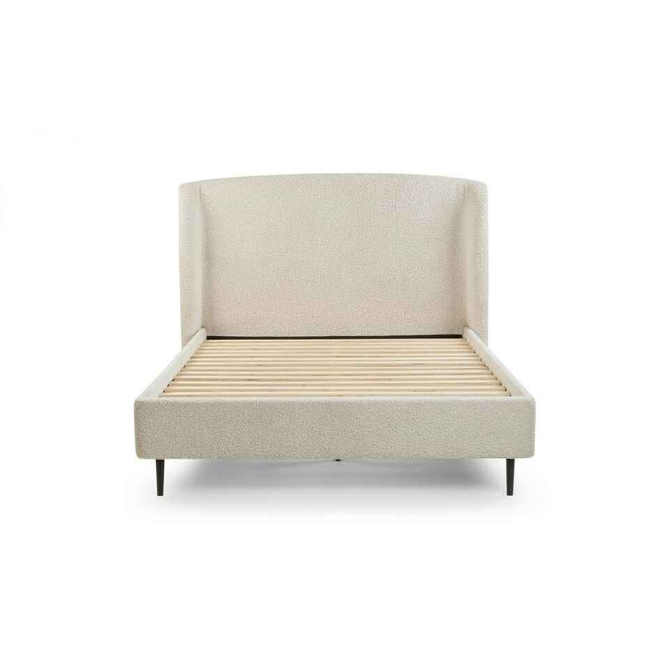 image 1 of Elegant Ivory Boucle Bed with Black Legs - Double 4ft 6" (135cm)