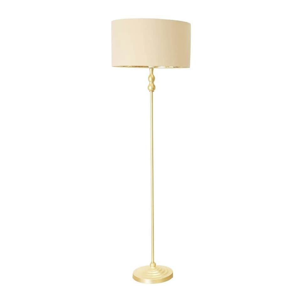 image 1 of ValueLights Maggie Gold Candlestick Floor Lamp Beige Gold Shade | Cream