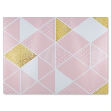 Pink & Gold Geometric Glass Chopping Board | Multi