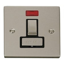 SE HOME Pearl Nickel 13A Fused Ingot Connection Unit Switched With Neon Black | Pearl Nickel